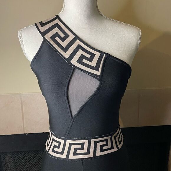 NWT Women’s Black/ Beige/One Shoulder/Bandage/Party/Formal Jumpsuit Size - Picture 3 of 11